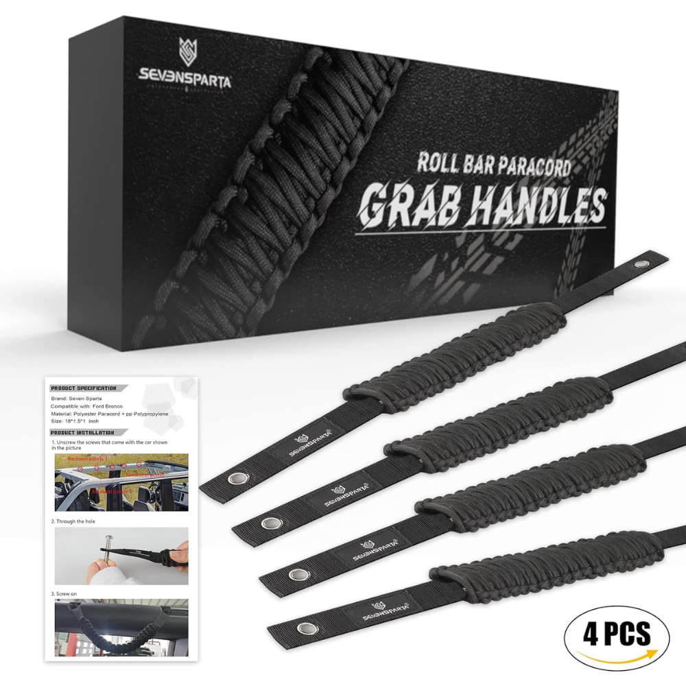 7Cylinder Ford Bronco Roll Bar Grab Handles – 4-Pack – Paracord Grip - Image 6