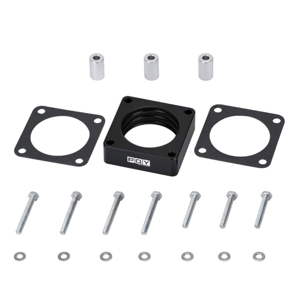 PQY 1" Billet Aluminum Throttle Body Spacer – For 91–06 Jeep Wrangler/Cherokee (2.5L/4.0L) – Black