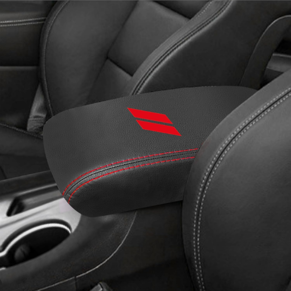 7Cylinder Leather Center Console Armrest Cover – For 2021–2024 Dodge Durango – Black & Red