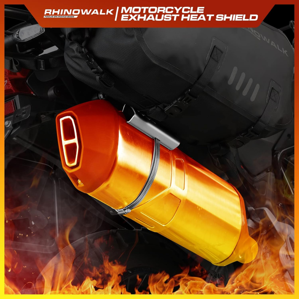 Rhinowalk Universal Silver Motorcycle Exhaust Heat Shield - Image 4