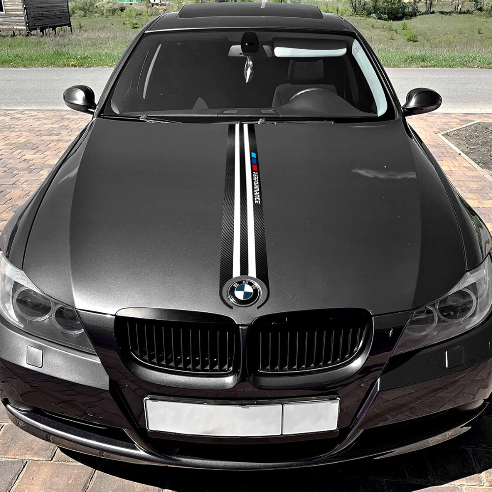 7Cylinder BMW M-Performance Carbon Fiber Hood Decal – Universal Fit – White/Carbon - Image 4