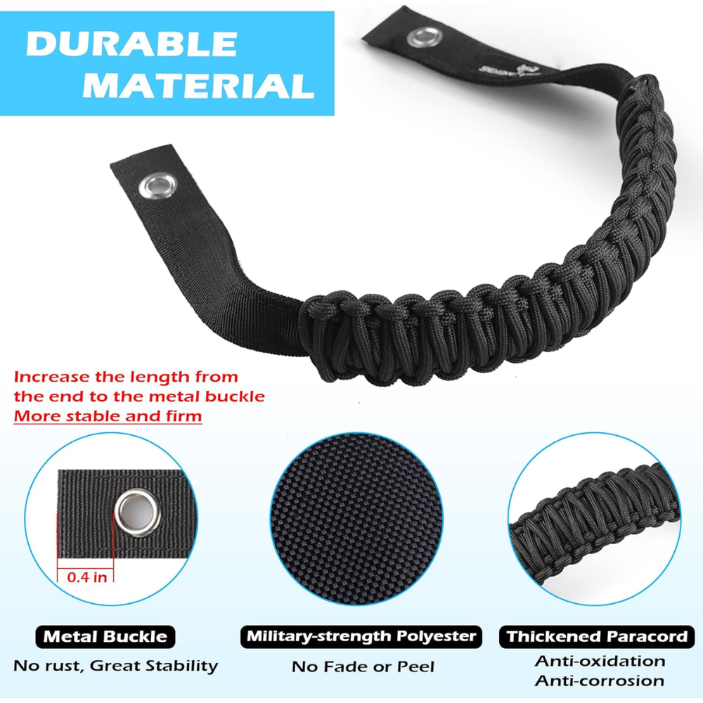 7Cylinder Ford Bronco Roll Bar Grab Handles – 4-Pack – Paracord Grip - Image 5