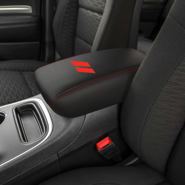 7Cylinder Leather Center Console Armrest Cover – For 2011–2020 Dodge Durango – Black & Red