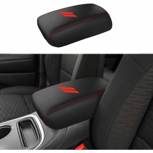 7Cylinder Microfiber Leather Center Console Armrest Cover – For 2011–2020 Dodge Durango – Black & Red