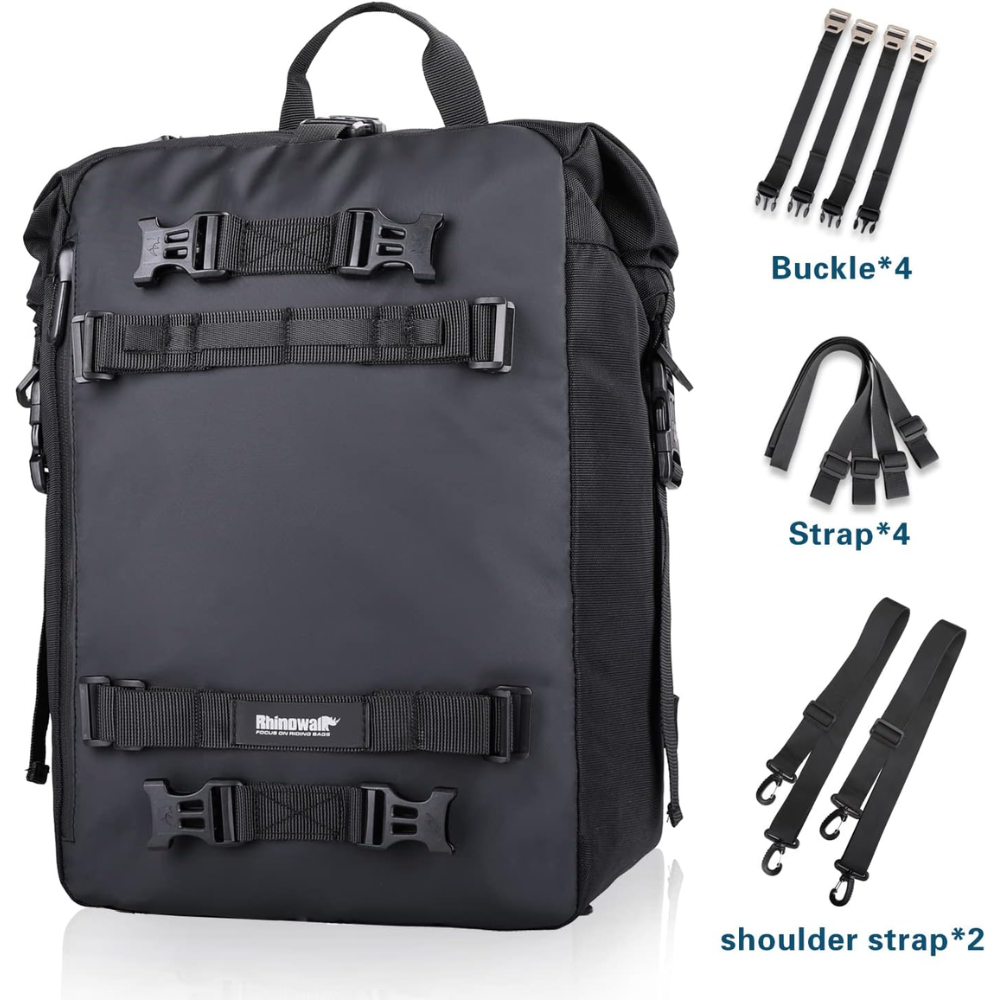 Rhinowalk 30L Waterproof Motorcycle Pannier Bag – Black - Image 4