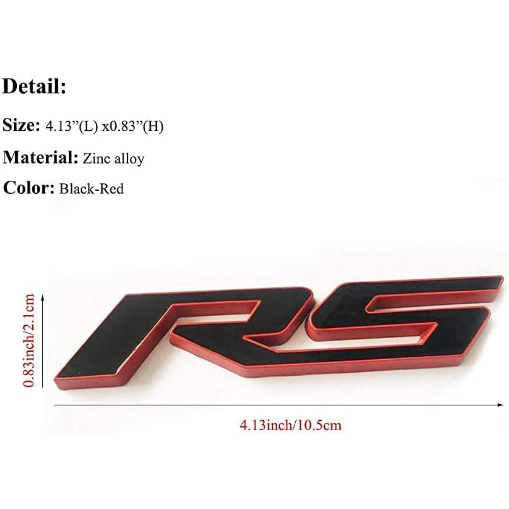 7Cylinder 3D Metal "RS" Emblem Badges – 2-Pack – Red & Black - Image 3