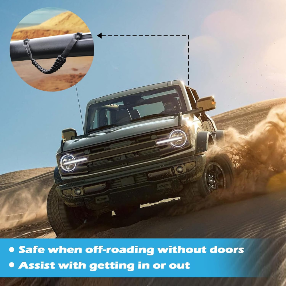7Cylinder Ford Bronco Roll Bar Grab Handles – 4-Pack – Paracord Grip - Image 4