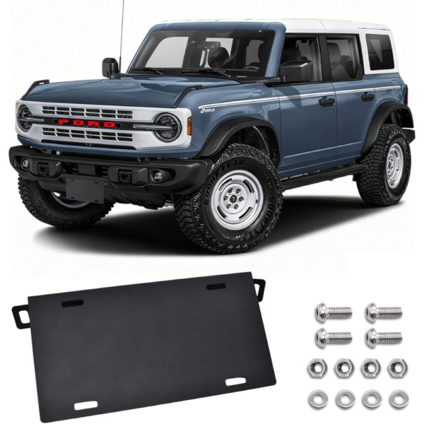 7Cylinder Heavy-Duty Front License Plate Bracket – For 2021–2025 Ford Bronco – Matte Black
