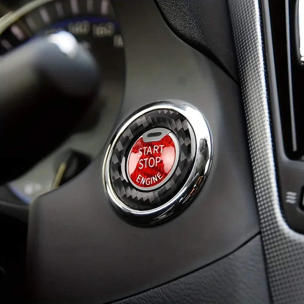 7Cylinder Gloss Red Carbon Fiber Engine Start Stop Button Cover – For Nissan & Infiniti – Red - Image 5