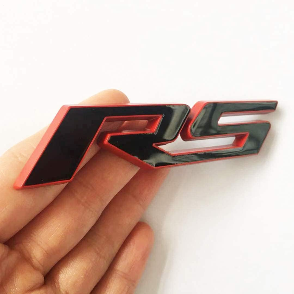 7Cylinder 3D Metal "RS" Emblem Badges – 2-Pack – Red & Black - Image 2