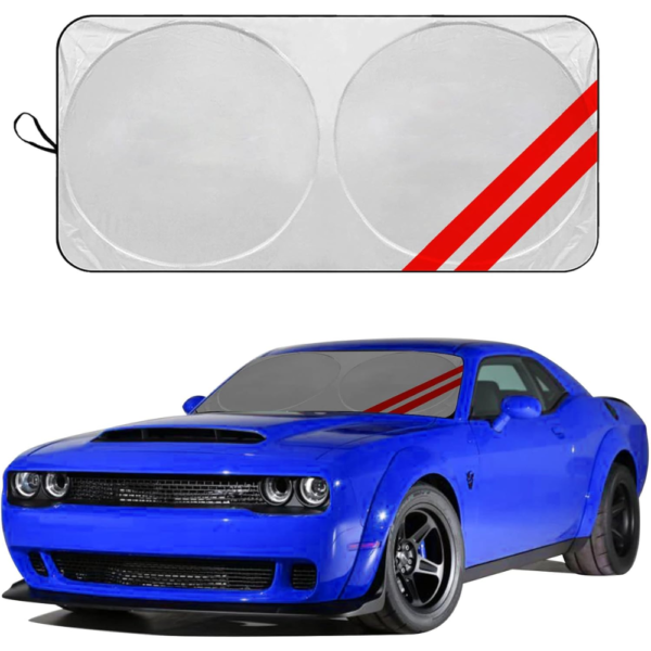 7Cylinder Foldable Front Windshield Sunshade – For Dodge Charger, Challenger, & Durango – Silver