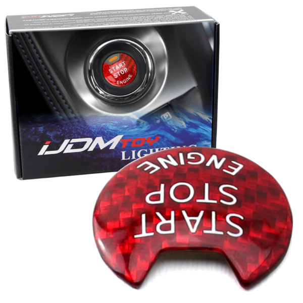 7Cylinder Gloss Red Carbon Fiber Engine Start Stop Button Cover – For Nissan & Infiniti – Red