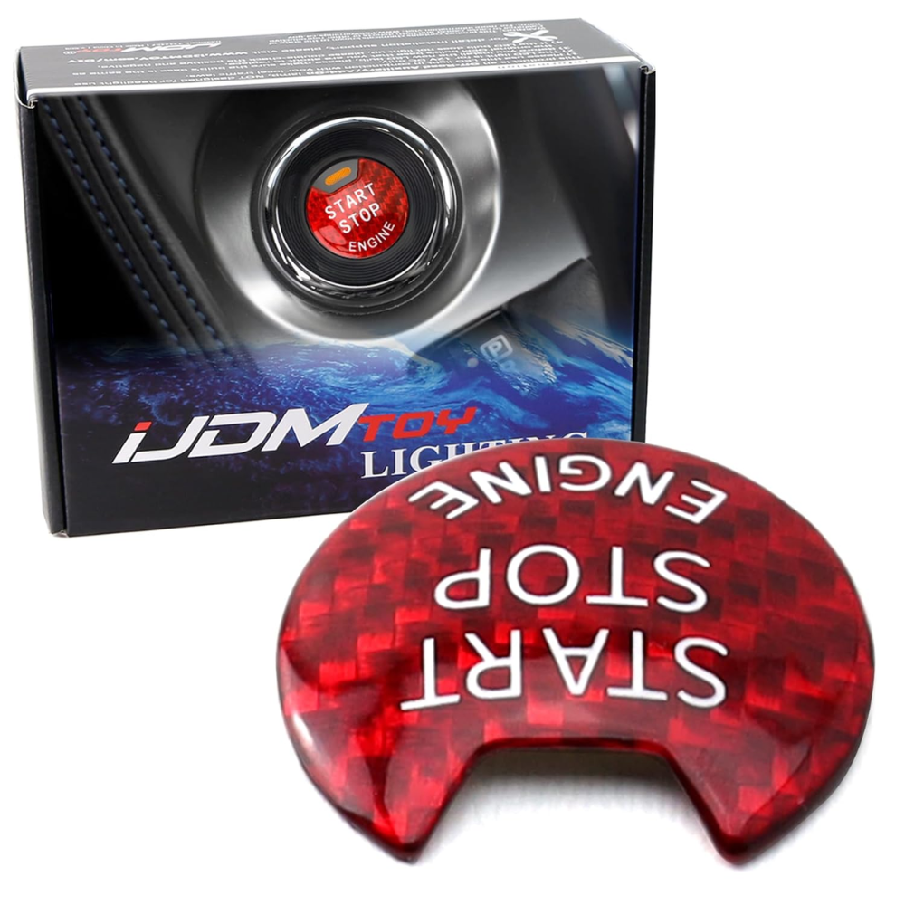 7Cylinder Gloss Red Carbon Fiber Engine Start Stop Button Cover – For Nissan & Infiniti – Red