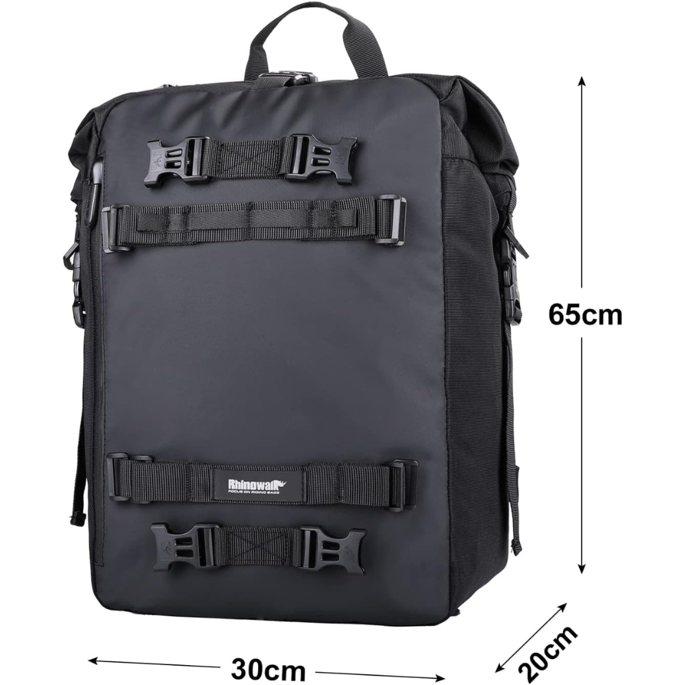 Rhinowalk 30L Waterproof Motorcycle Pannier Bag – Black - Image 2