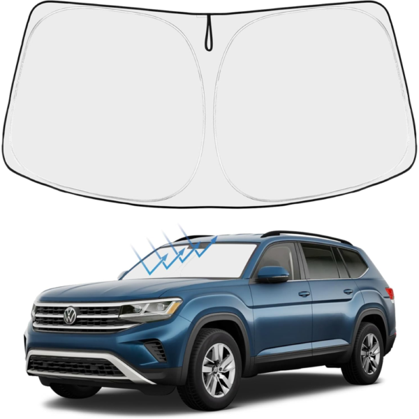 7Cylinder Custom Fit Windshield Sun Shade – For 2018–2022 VW Atlas & Atlas Cross Sport – Silver & Black