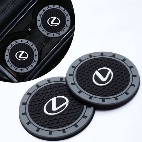 7Cylinder Lexus Non-Slip Silicone Cup Holder Coasters – 2-Pack – 3 Inch