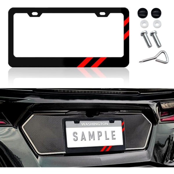 7Cylinder Matte License Plate Frame – For All Dodge Models – Black Aluminum Alloy