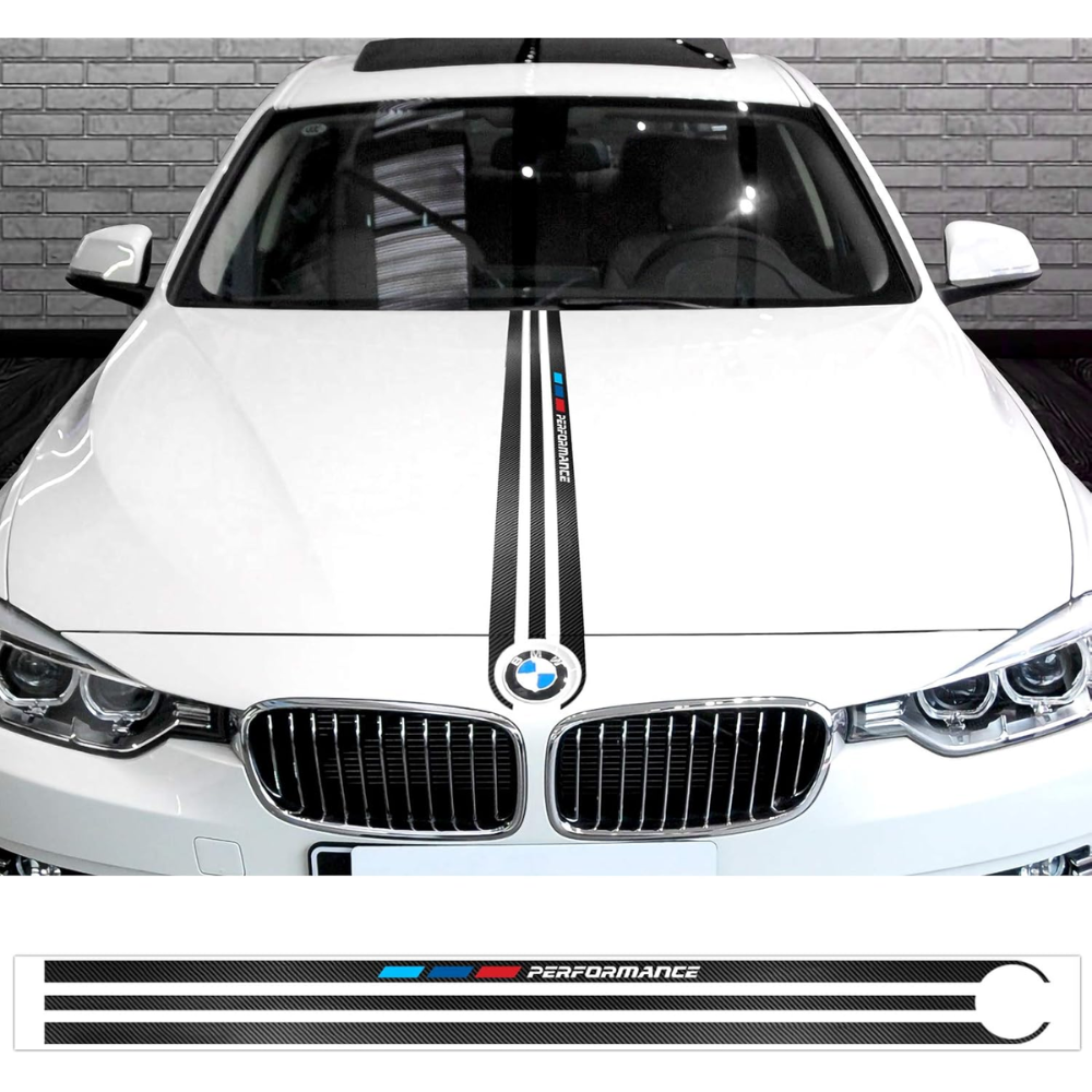 7Cylinder BMW M-Performance Carbon Fiber Hood Decal – Universal Fit – White/Carbon