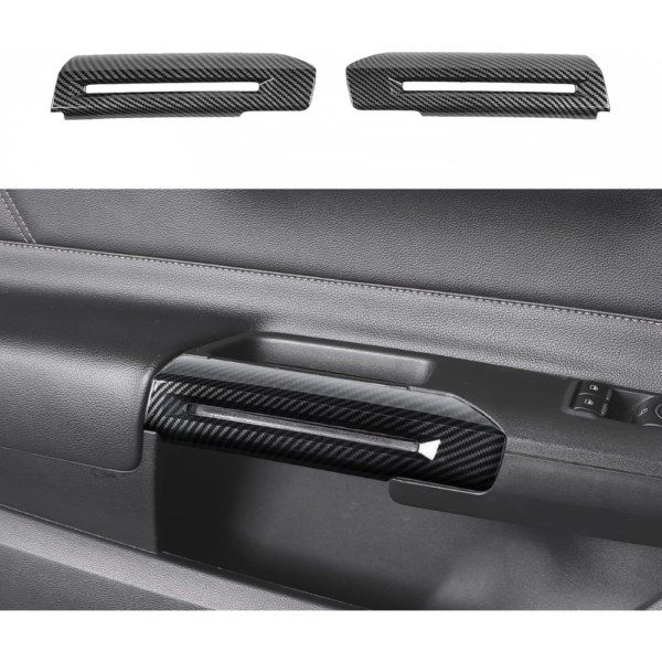 7Cylinder Carbon Fiber Inner Door Handle Trim – For 2015–2024 Ford Mustang – 2-Pack