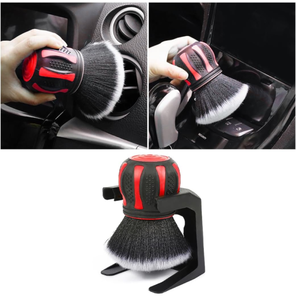 7Cylinder Ultra Soft Car Detailing Brush – XL Synthetic Interior Dusting Tool – Red/Black