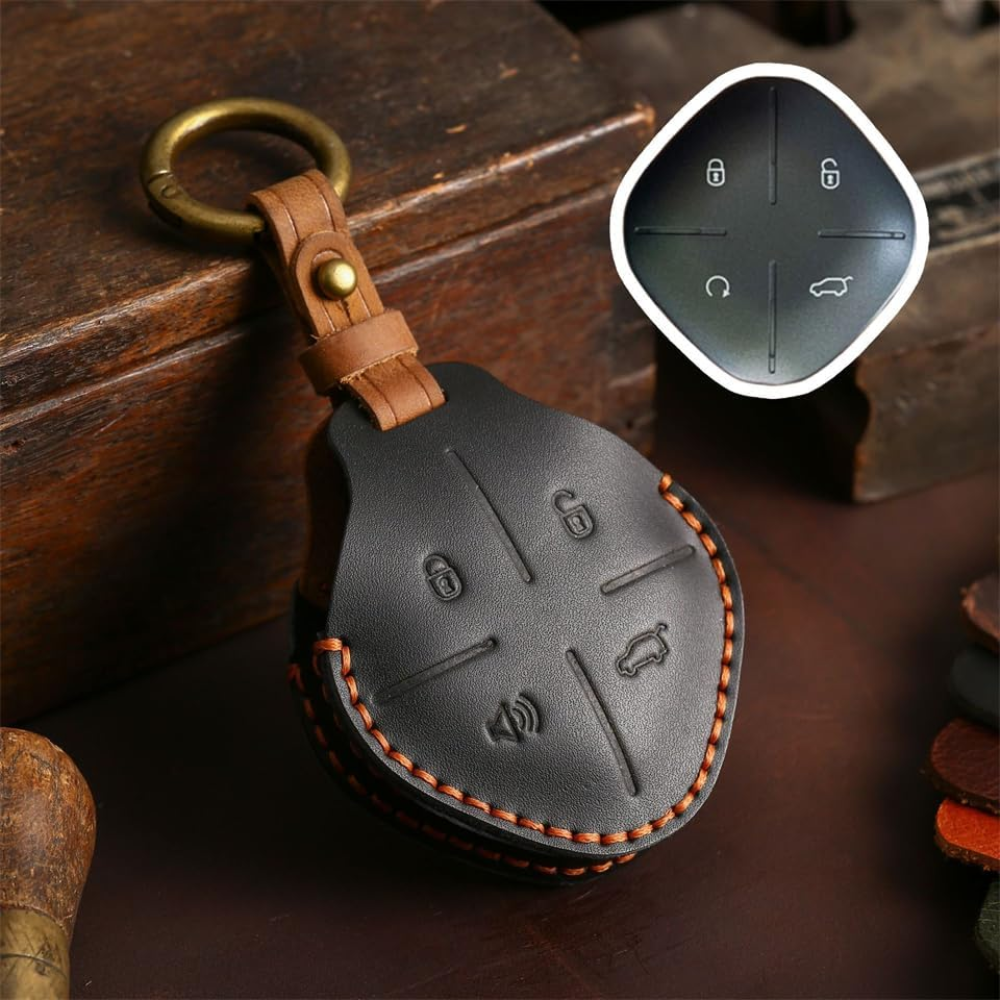 7Cylinder Jetour Smart Key Case – Genuine Leather – Black - Image 8