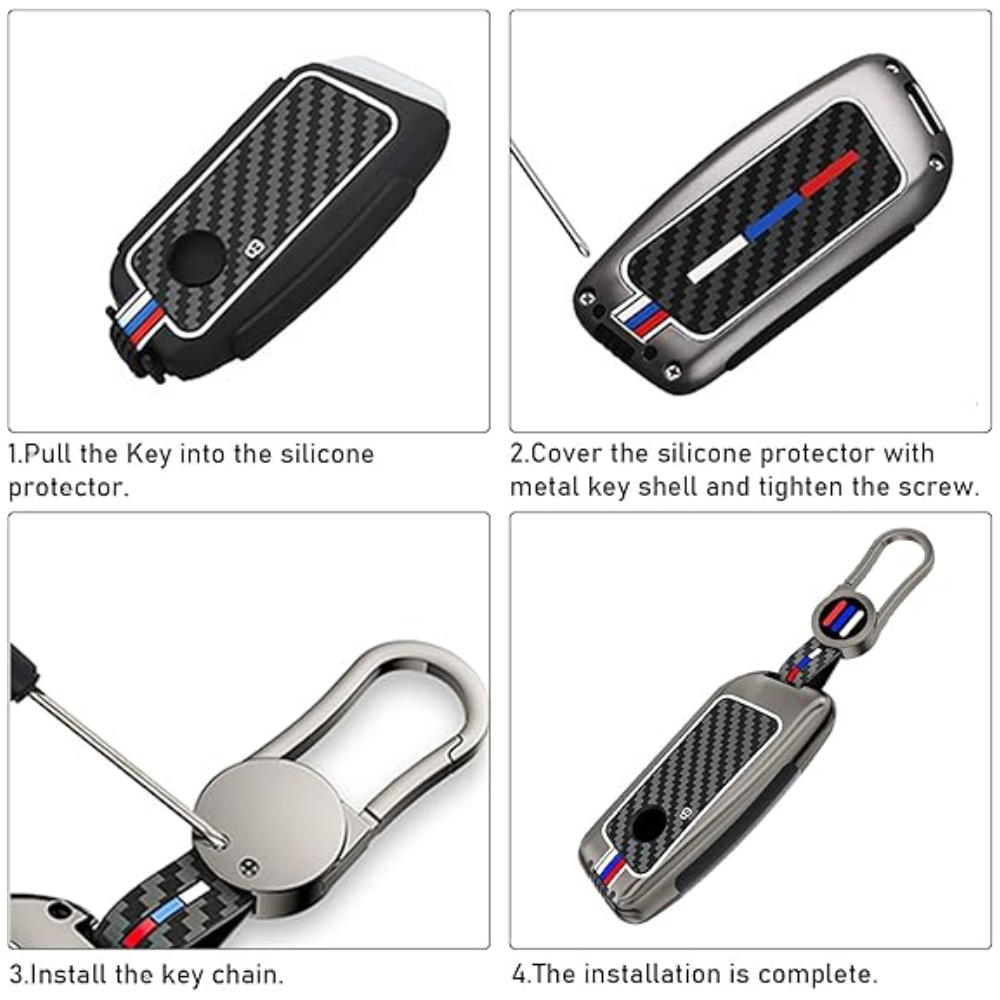 7Cylinder BMW Zinc Alloy Key Case – Carbon Fiber Pattern – Grey - Image 7