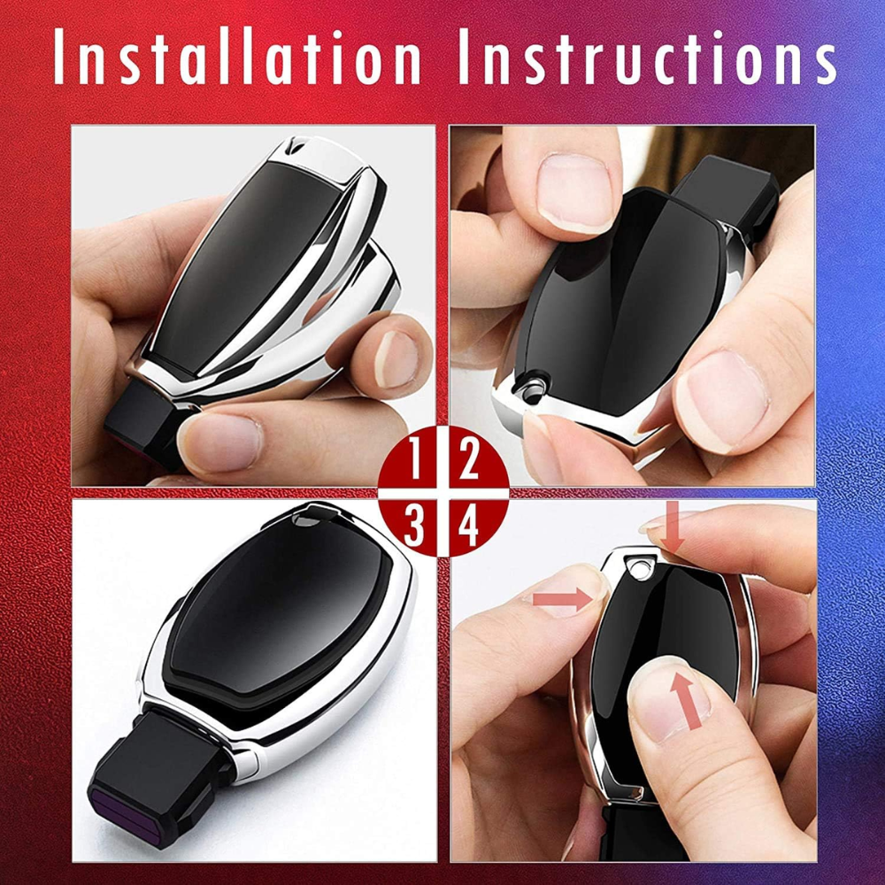 7Cylinder Mercedes-Benz Key Fob Cover & Keychain – Soft TPU – Silver - Image 4