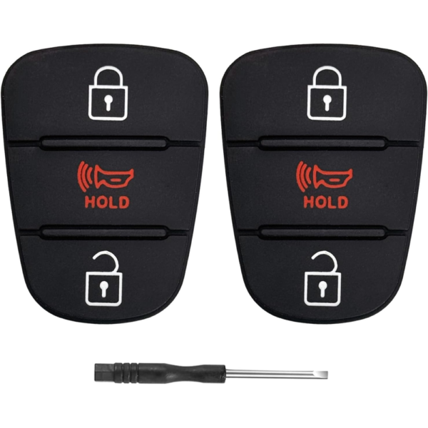 7Cylinder Key Fob Button Pad Replacement – 2-Pack Rubber Keypad – For Kia Soul/Rio/Sportage