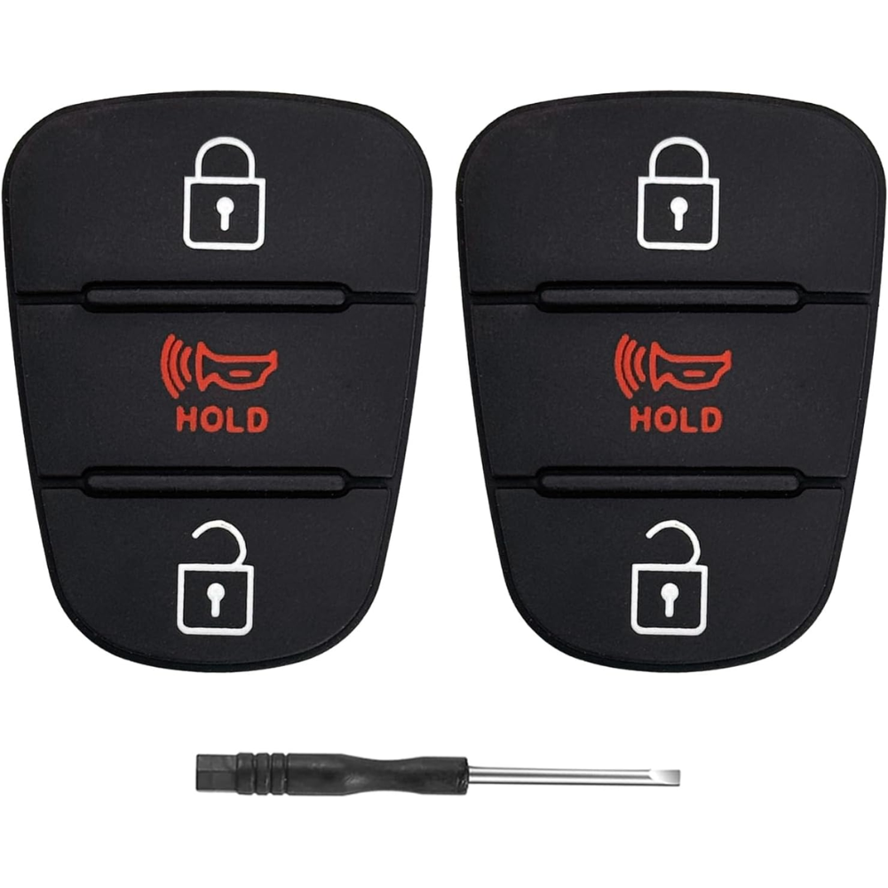 7Cylinder Key Fob Button Pad Replacement – 2-Pack Rubber Keypad – For Kia Soul/Rio/Sportage