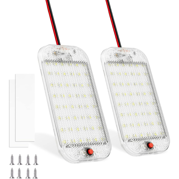 7Cylinder RV Interior Dome Lights – 48LED 800LM Ultra Bright – 2-Pack