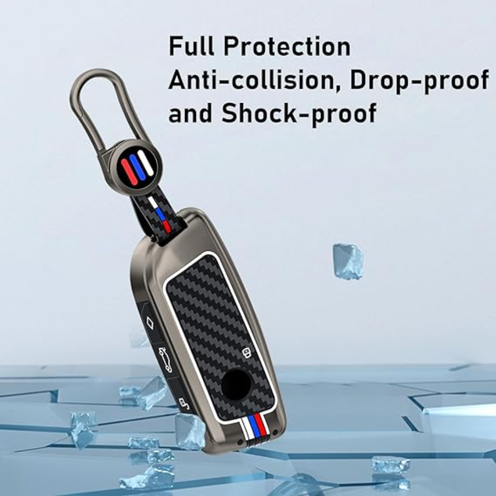 7Cylinder BMW Zinc Alloy Key Case – Carbon Fiber Pattern – Grey - Image 6