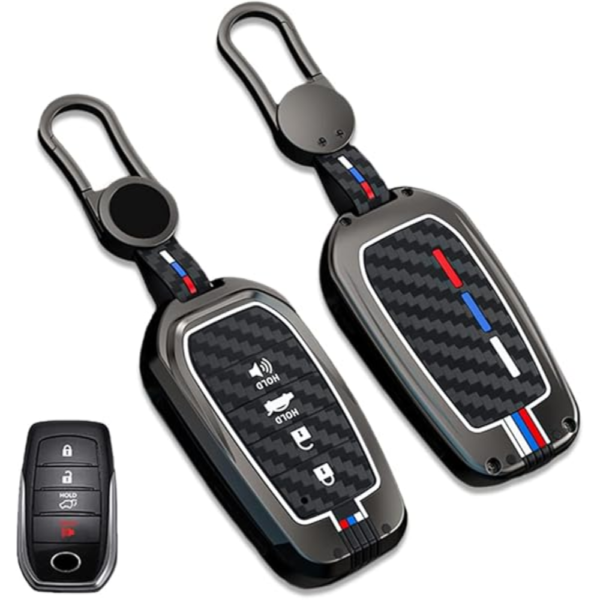 7Cylinder Toyota Zinc Alloy Key Case – Carbon Fiber Pattern – Gunmetal