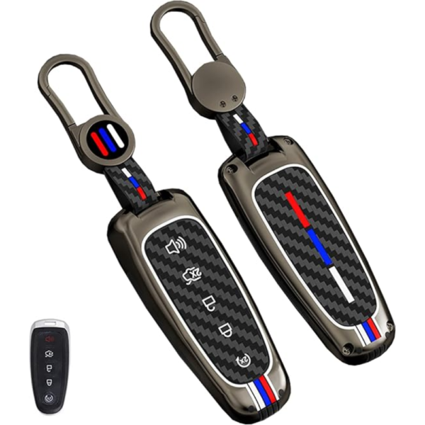 7Cylinder GM Zinc Alloy Key Case – Carbon Fiber Pattern – Gunmetal
