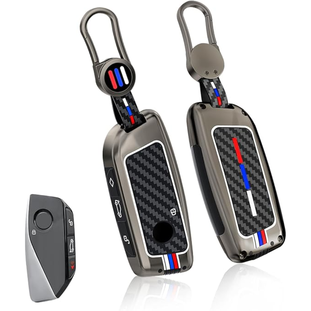 7Cylinder BMW Zinc Alloy Key Case – Carbon Fiber Pattern – Grey