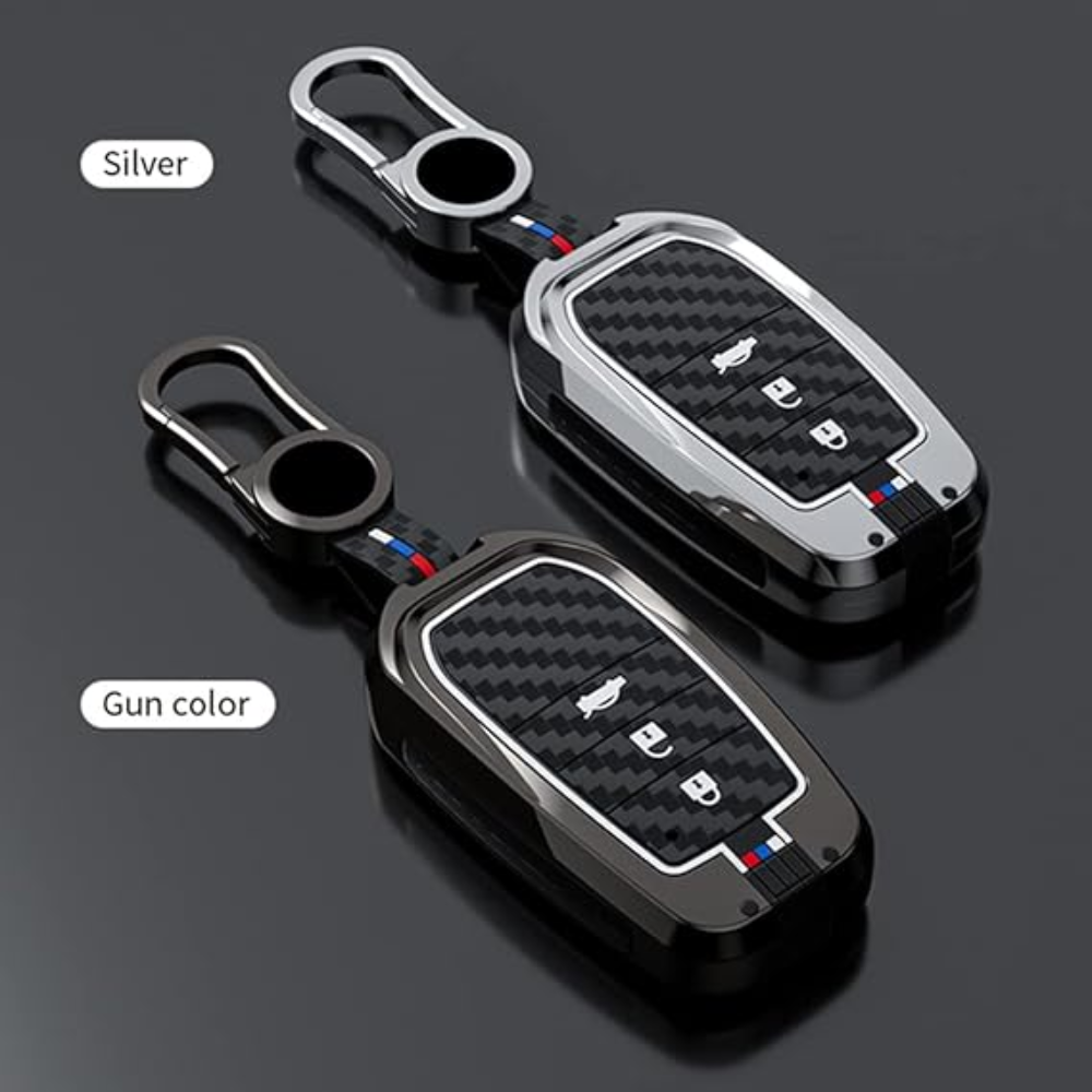 7Cylinder Toyota Zinc Alloy Key Case – Carbon Fiber Pattern – Gunmetal - Image 5