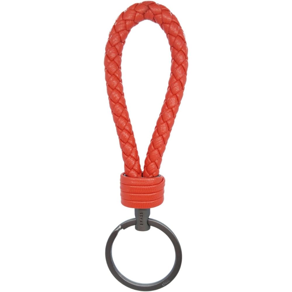 7Cylinder Braided Lambskin Key Chain – Hand-Woven Leather Loop – Red & Gunmetal - Image 4