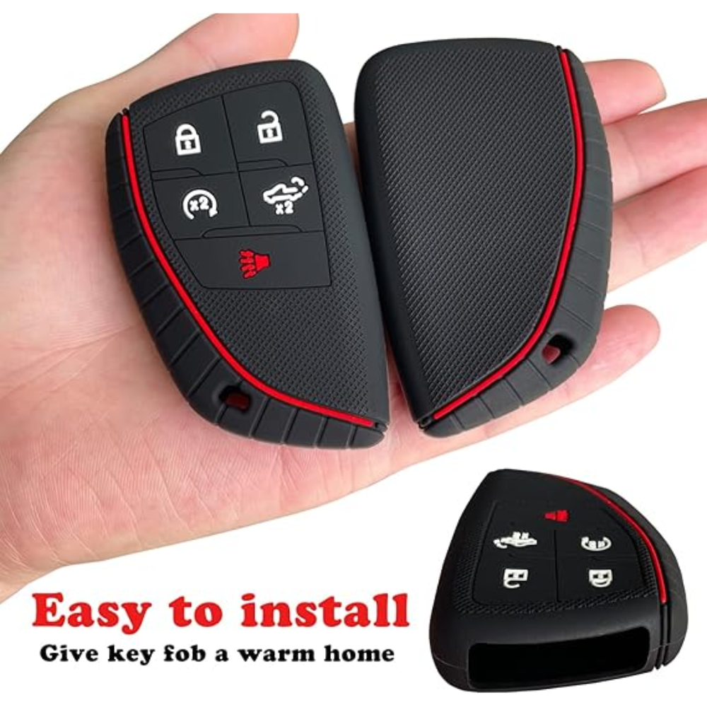 7Cylinder Chevy/GMC Silicone Key Case – 5-Button Protector – Black/Red - Image 3