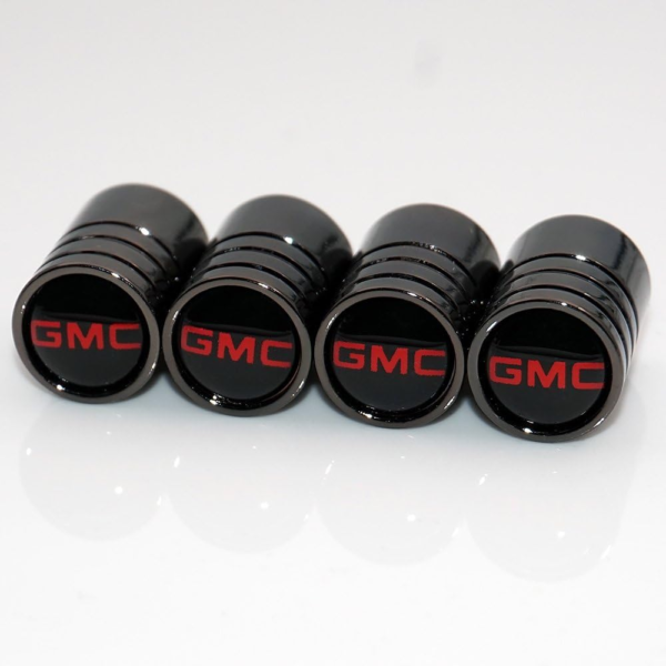 7Cylinder GMC Tire Valve Stem Caps – Carbon Fiber Style – Black Chrome