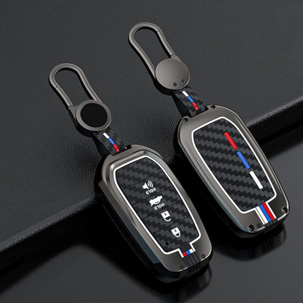 7Cylinder Toyota Zinc Alloy Key Case – Carbon Fiber Pattern – Gunmetal - Image 3
