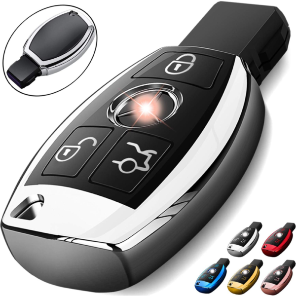 7Cylinder Mercedes-Benz Key Fob Cover – Premium Soft TPU – Silver