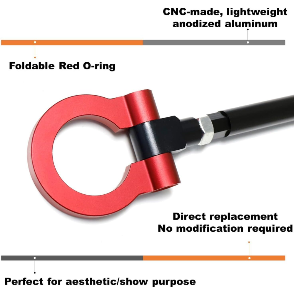 7Cylinder Ford Mustang Dark Horse Tow Hook – Sports Red Aluminum - Image 2