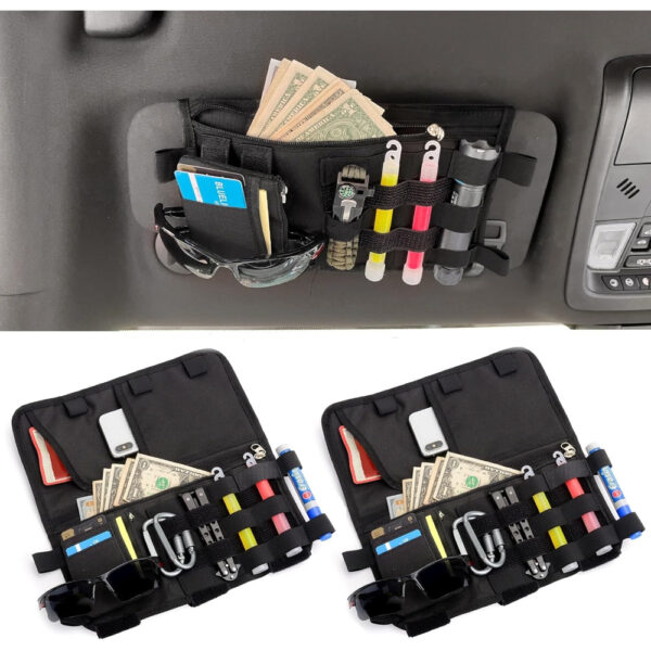 OMU Universal Car Sun Visor Tactical Organizer 2 Pack with MOLLE and ID Pouches - Dubai UAE