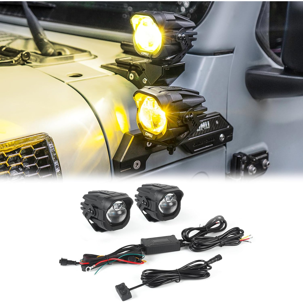 OMU Genesis Aluminium A-Pillar LED Spotlight High Low Beam Switchable Pair - Off-Road Lighting Dubai UAE
