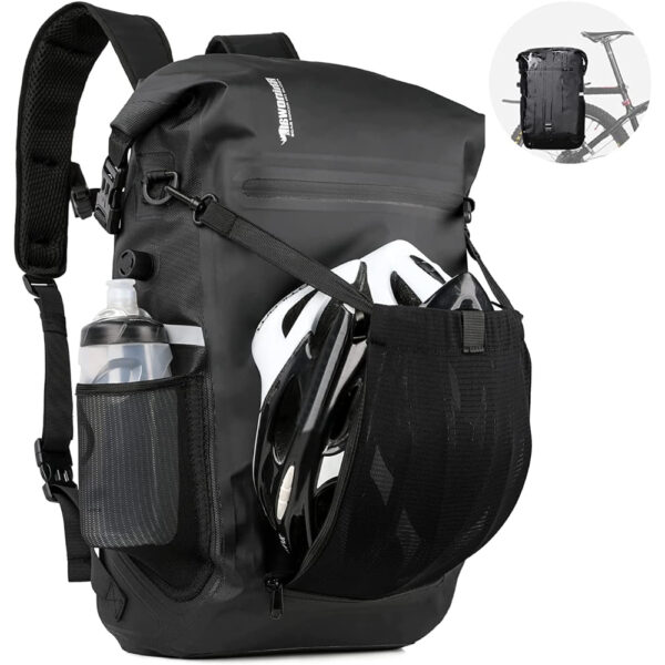 Rhinowalk 22L Waterproof Bike Pannier Bag – 3-in-1 Convertible Trunk, Backpack & Shoulder Bag with Laptop Compartment