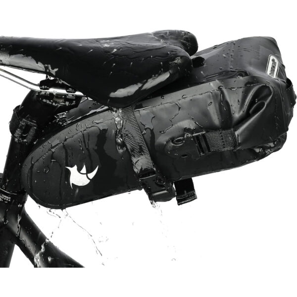 Rhinowalk Waterproof Bicycle Saddle Bag 2.5L Black with Reflective Strip - Dubai UAE