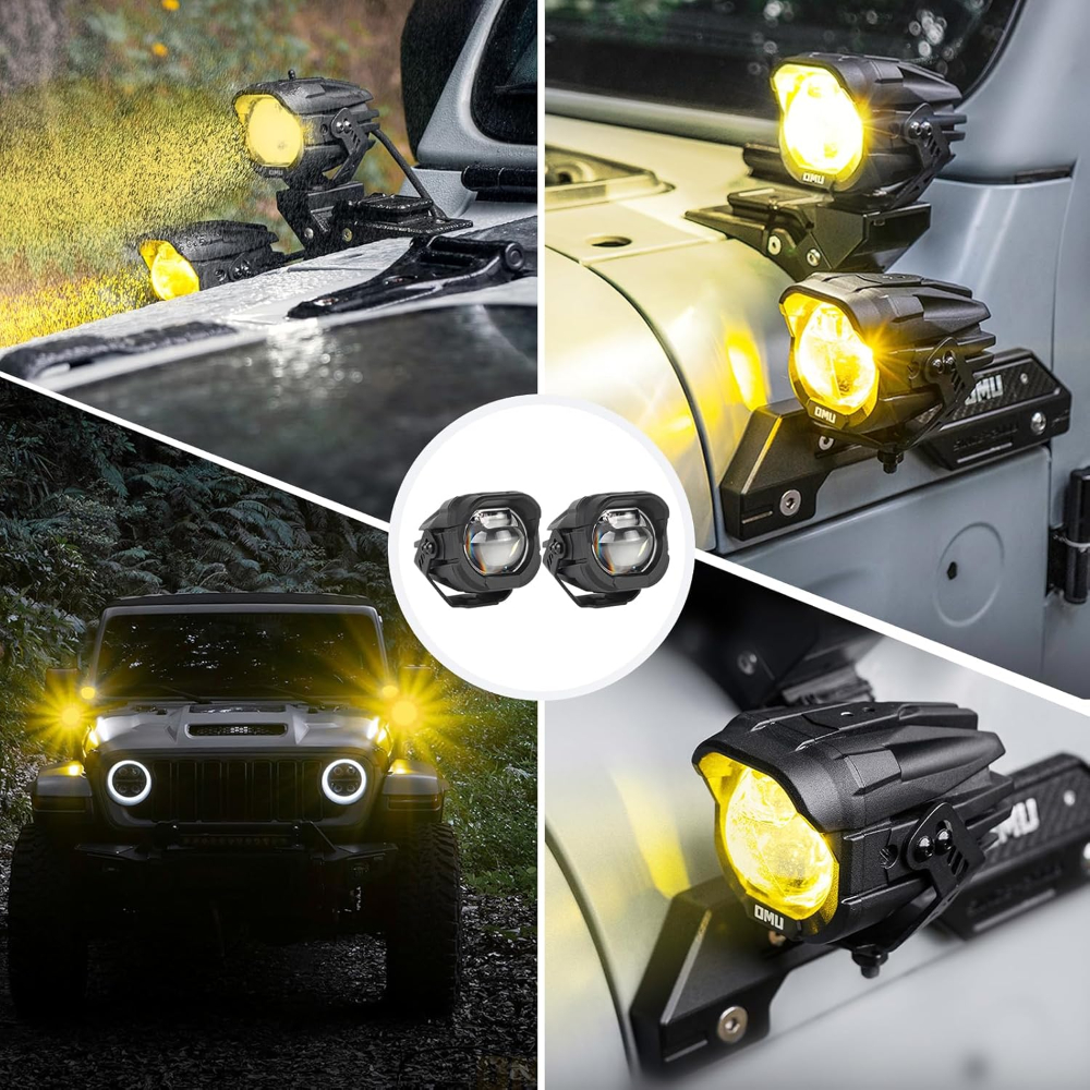 OMU Genesis Series Aluminium A-Pillar Spotlight – High/Low Beam Switchable LED Driving Lights with Strobe Mode – Pair (Universal) - Image 3