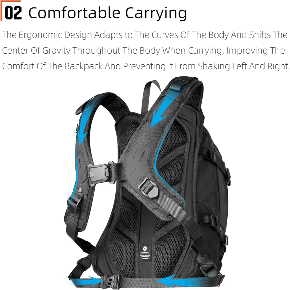 Rhinowalk Motorcycle Backpack – Helmet Holder, Hydration Compartment, Rain Cover & MOLLE System – Multi-Sport Touring Backpack - Image 3